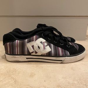 DC Women’s Chelsea SE Skater Shoes / Sneakers - Purple, Gray, and Black Stripes